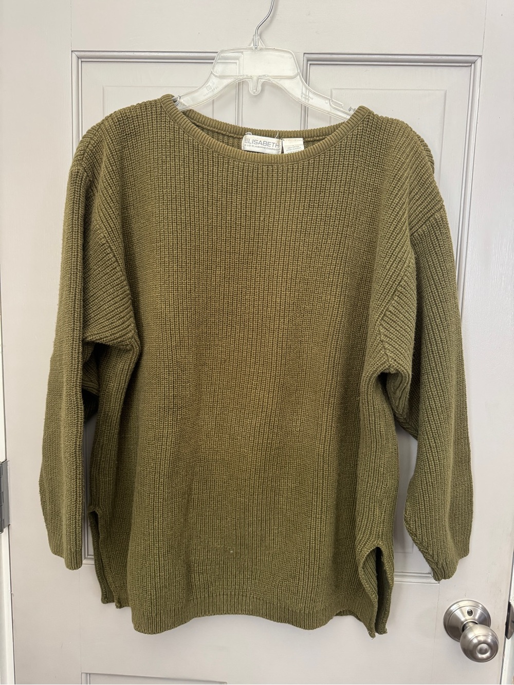 Elisabeth by Liz Claiborne Olive Green Ribbed Knit Sweater
